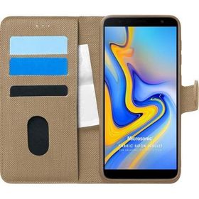 Microsonic Samsung Galaxy J6 Plus Fabric Book Wallet Gold Cep Telefonu Kılıfı
