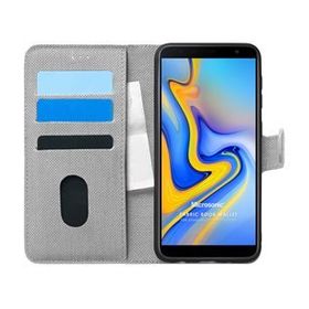Microsonic Samsung Galaxy J6 Plus Fabric Book Wallet Gri Cep Telefonu Kılıfı