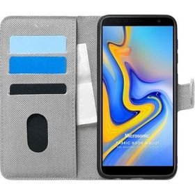 Microsonic Samsung Galaxy J6 Plus Fabric Book Wallet Gri Cep Telefonu Kılıfı