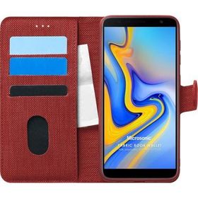Microsonic Samsung Galaxy J6 Plus Fabric Book Wallet Kırmızı Kılıf