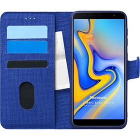 Microsonic Samsung Galaxy J6 Plus Fabric Book Wallet Lacivert Kılıf
