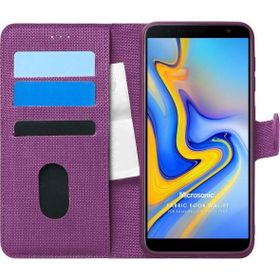 Microsonic Samsung Galaxy J6 Plus Fabric Book Wallet Mor Cep Telefonu Kılıfı