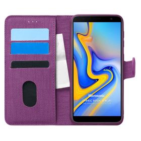Microsonic Samsung Galaxy J6 Plus Fabric Book Wallet Mor Cep Telefonu Kılıfı