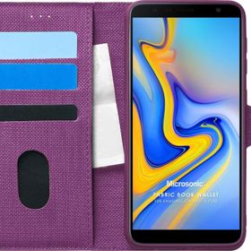 Microsonic Samsung Galaxy J6 Plus Fabric Book Wallet Mor Cep Telefonu Kılıfı