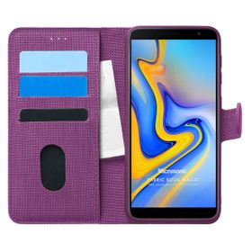 Microsonic Samsung Galaxy J6 Plus Fabric Book Wallet Mor Cep Telefonu Kılıfı