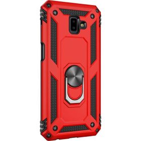 Microsonic Samsung Galaxy J6 Plus Military Ring Holder Kırmızı Kılıf