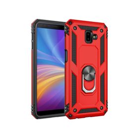 Microsonic Samsung Galaxy J6 Plus Military Ring Holder Kırmızı Kılıf
