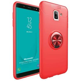 Microsonic Samsung Galaxy J6 Plus Military Ring Holder Kırmızı Kılıf