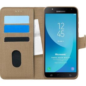 Microsonic Samsung Galaxy J7 Core Fabric Book Wallet Gold Cep Telefonu Kılıfı