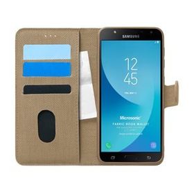 Microsonic Samsung Galaxy J7 Core Fabric Book Wallet Gold Cep Telefonu Kılıfı