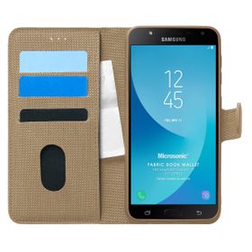 Microsonic Samsung Galaxy J7 Core Fabric Book Wallet Gold Cep Telefonu Kılıfı