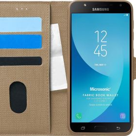 Microsonic Samsung Galaxy J7 Core Fabric Book Wallet Gold Cep Telefonu Kılıfı