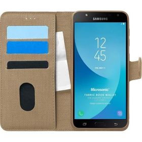 Microsonic Samsung Galaxy J7 Core Fabric Book Wallet Gold Cep Telefonu Kılıfı