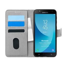 Microsonic Samsung Galaxy J7 Core Fabric Book Wallet Gri Cep Telefonu Kılıfı