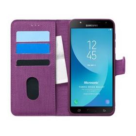 Microsonic Samsung Galaxy J7 Core Fabric Book Wallet Mor Cep Telefonu Kılıfı