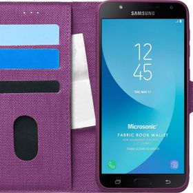 Microsonic Samsung Galaxy J7 Core Fabric Book Wallet Mor Cep Telefonu Kılıfı