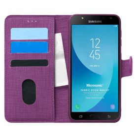 Microsonic Samsung Galaxy J7 Core Fabric Book Wallet Mor Cep Telefonu Kılıfı