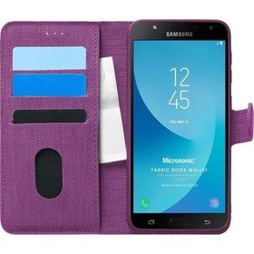 Microsonic Samsung Galaxy J7 Core Fabric Book Wallet Mor Cep Telefonu Kılıfı