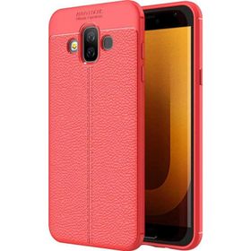 Microsonic Samsung Galaxy J7 Duo Deri Dokulu Silikon Kırmızı Kılıf
