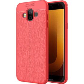 Microsonic Samsung Galaxy J7 Duo Deri Dokulu Silikon Kırmızı Kılıf