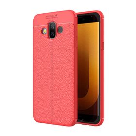 Microsonic Samsung Galaxy J7 Duo Deri Dokulu Silikon Kırmızı Kılıf