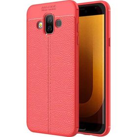 Microsonic Samsung Galaxy J7 Duo Deri Dokulu Silikon Kırmızı Kılıf