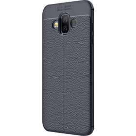 Microsonic Samsung Galaxy J7 Duo Deri Dokulu Silikon Lacivert Kılıf