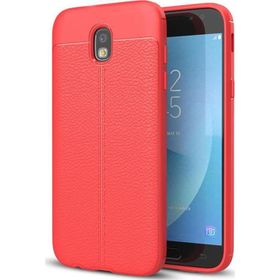 Microsonic Samsung Galaxy J7 Pro Deri Dokulu Kırmızı Silikon Kılıf