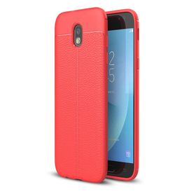 Microsonic Samsung Galaxy J7 Pro Deri Dokulu Kırmızı Silikon Kılıf