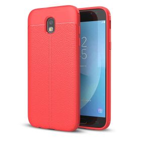 Microsonic Samsung Galaxy J7 Pro Deri Dokulu Kırmızı Silikon Kılıf