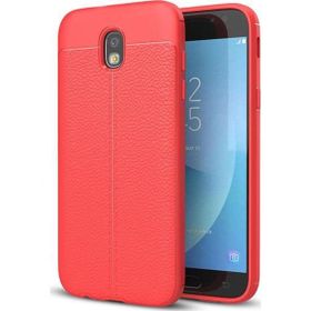 Microsonic Samsung Galaxy J7 Pro Deri Dokulu Kırmızı Silikon Kılıf