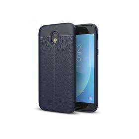 Microsonic Samsung Galaxy J7 Pro Deri Dokulu Lacivert Silikon Kılıf