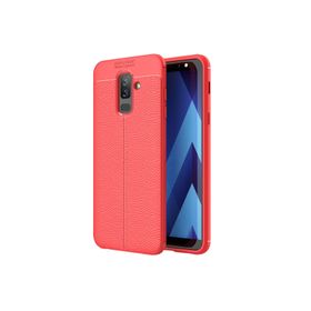 Microsonic Samsung Galaxy J8 Deri Dokulu Silikon Kırmızı Kılıf