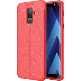 Microsonic Samsung Galaxy J8 Deri Dokulu Silikon Kırmızı Kılıf