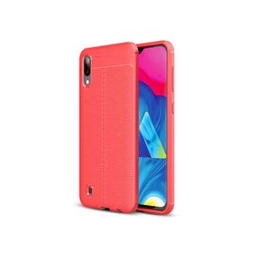 Microsonic Samsung Galaxy M10 Deri Dokulu Kırmızı Silikon Kılıf
