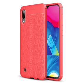 Microsonic Samsung Galaxy M10 Deri Dokulu Kırmızı Silikon Kılıf