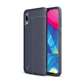 Microsonic Samsung Galaxy M10 Deri Dokulu Lacivert Silikon Kılıf