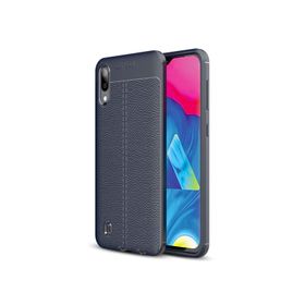 Microsonic Samsung Galaxy M10 Deri Dokulu Lacivert Silikon Kılıf