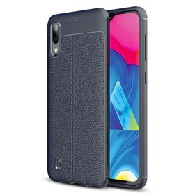Microsonic Samsung Galaxy M10 Deri Dokulu Lacivert Silikon Kılıf