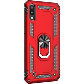 Microsonic Samsung Galaxy M10 Military Ring Holder Kırmızı Kılıf