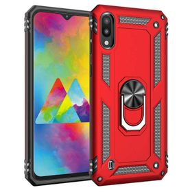 Microsonic Samsung Galaxy M10 Military Ring Holder Kırmızı Kılıf