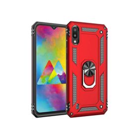 Microsonic Samsung Galaxy M10 Military Ring Holder Kırmızı Kılıf