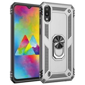 Microsonic Samsung Galaxy M10 Military Ring Holder Kırmızı Kılıf