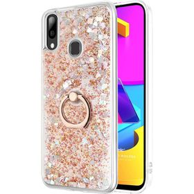 Microsonic Samsung Galaxy M10S Glitter Liquid Holder Gold Kılıf