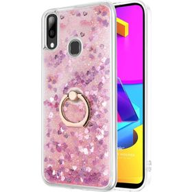Microsonic Samsung Galaxy M10S Glitter Liquid Holder Pembe Kılıf