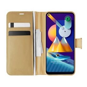 Microsonic Samsung Galaxy M11 Delux Leather Wallet Gold Cep Telefonu Kılıfı