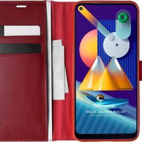 Microsonic Samsung Galaxy M11 Delux Leather Wallet Kırmızı Kılıf