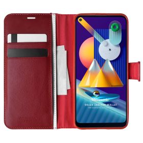 Microsonic Samsung Galaxy M11 Delux Leather Wallet Kırmızı Kılıf