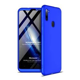 Microsonic Samsung Galaxy M11 Double Dip 360 Protective Mavi Cep Telefonu Kılıfı
