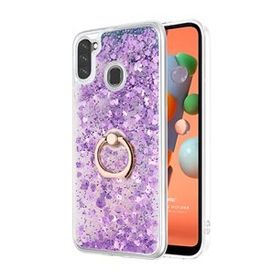 Microsonic Samsung Galaxy M11 Glitter Liquid Holder Mor Cep Telefonu Kılıfı